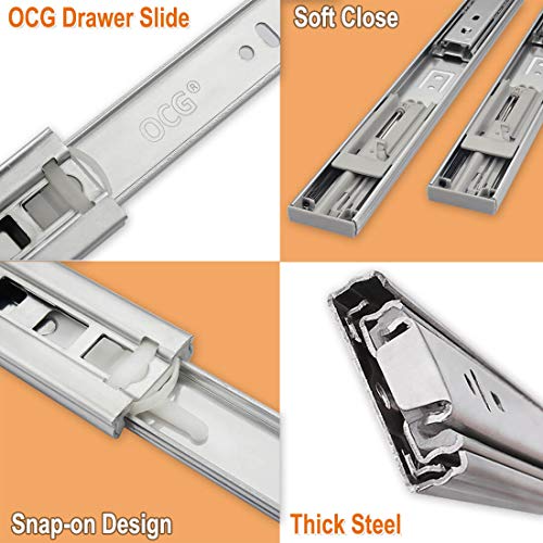 Soft Close Drawer Slides with Brackets 18 Inch (5 Pairs), Full