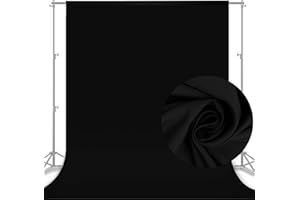 Aimosen 10x8 FT Black Backdrop Background for Photography, Chromakey High Density Polyester Fabric Black Photo Backdrop Curtain Screen Collapsible Seamless for Shoot Portraits Party Video Studio