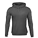 HEQU Men's Casual Funnel Neck Square Pattern Quilted Hoodie Pullover Sweatshirt Grey M