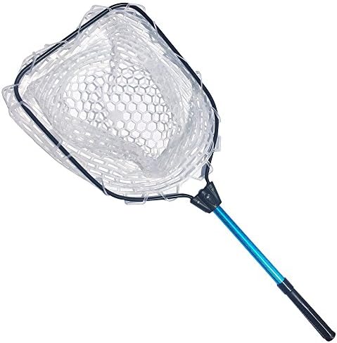 Roomax Telescoping Dip Net for Fly Fishing with Clear Rubber Mesh Bag Scoop Net
