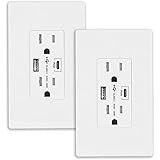 Amerisense 30W PD QC 3.0 USB Wall Outlet, 15 Amp Tamper-Resistant Receptacle with USB Type C & Type A Ports, USB Charger for 