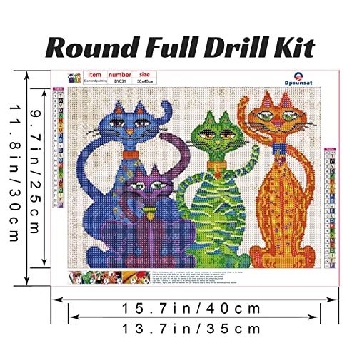Bestact Diamond Painting Kits,Cat Diamond Art Kit for Adults Full Round Drill,Paint with Diamond for Gift,Wall Decor
