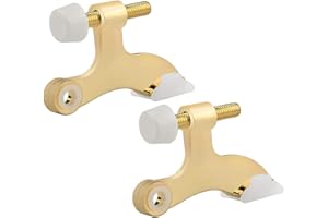 HOMOTEK 2 Pack Hinge Pin Bright Brass Door Stopper, Gold Door Stops, Adjustable Deluxe Heavy Duty Door Stopper 2-1/2"x1-3/4”,