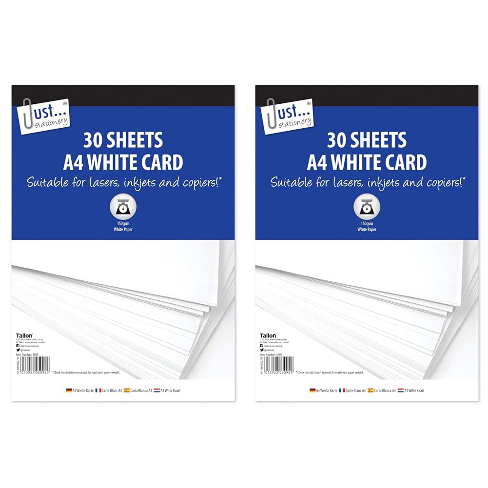 Just Stationery 5095 A4 30 Sheet White Card (Pack of 2) — image 1