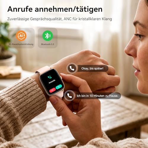 Women's Smartwatch, 1.85 Inch Smart Watch with Phone Function, Fitness Watch with Heart Rate Monitor, Sleep Monitor, SpO2, 110 Sports Modes, Fitness Tracker, IP68 Waterproof Pedometer, Sports Watch for Samsung/iOS/Android