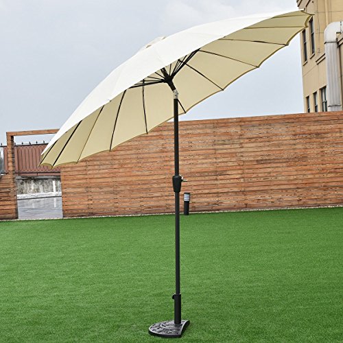 onestops8 Outdoor 9ft Patio Umbrella Sunshade Cover Market Garden Cafe Crank Tilt Beige - Thumbnail 2