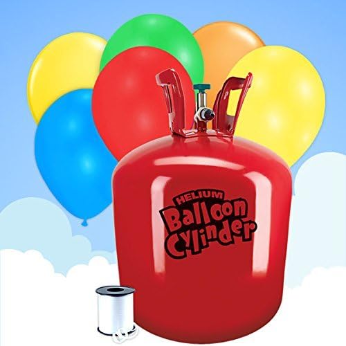 Helium Canister - For 30 Balloons + 30 x Latex Balloons &amp; Ribbon by Party Delights Ltd