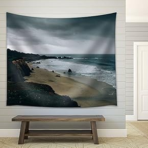 Seashore in Bad Weather - Fabric Wall Tapestry Home Decor - 51x60 inches