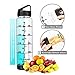 Easy Clean 32 Oz Straw Water Bottle, Leak Proof Measurement Markings Water Bottle Time Marker, Eco friendly BPA Free Fruit Infuser Water Bottle Oz Tracker, Office 1 Liter Gym Bottle Reminder to Drink