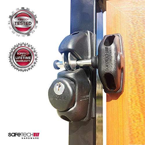 Safetech Hardware Two Sided Gate Latch W/ 2 Independent Latching Hooks For Added Security, Key