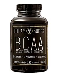FitFam BCAA Cápsulas (120 cápsulas) Cadena ramificada Amino ácido suplemento reduce el dolor...