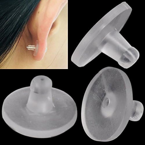 100 Packs Earring Backs Earring Stoppers Clear Rubber Bullet Clutch Earring Backs with Pad Earring Safety Backs