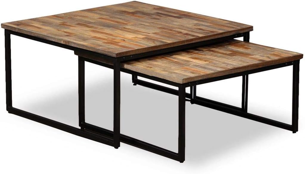 Xingshuoonline 2 Piece Solid Teak Coffee Table for Recovery, 65 x 65 x 33 cm (L x W x H) Used as Side Tables