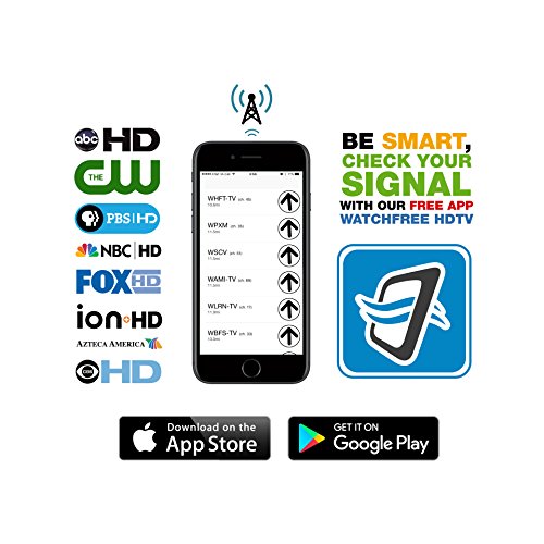 HDTV-Antenna-by-WatchFree-HDTV-Amplified-High-Definition-TV-Antenna-50-Mile-Range-w-In-Line-Signal-Amplifier-for-Best-Reception-11ft-Coax-Cable-Wall-Mountable-w-Included-Optional-Table-Stand