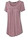 Vinmatto Women's Scoop Neck Pleated Blouse Top Tunic Shirt(XL,Red)