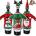 Funyear Christmas Wine Cover Sweater Ugly Wine Cover Santa, Reindeer And Snowman Red Wine Bottle Cover for Christmas and new year Party Decoration(3Pcs)