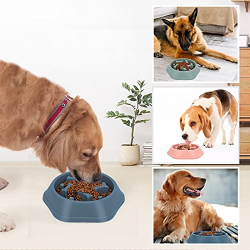 LEACOOLKEY Langsamer Futter Hundenapf,Puzzle Hundefutternapf Anti-Schlucken Interaktiver Hundenapf und Wasser-Hundenapf für kleine/mittelgroße Hunde, Blau, 360ml