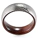 SHARDON Men's 8mm Polished Domed Titanium Ring with Engraved Damascus Stripes and Wood Inner