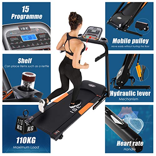 ISE-Faltbar-Laufband-elektrisch-Heimtrainer-750w-10-14-kmh-15-voreingestellte-TrainingsprogrammeProfi-Laufband-klappbar