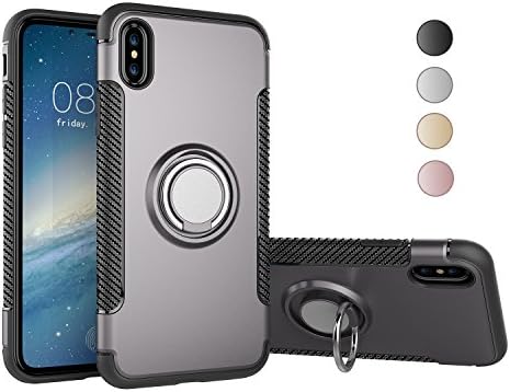 iPhone 8 Plus Case,iPhone 7 Plus case,Nicwea Double Defense Shock Resistant Scratch Resistant Soft Case with 360 Degree Swivel Ring for Apple iPhone 8 Plus /iPhone 7 Plus (Gray)
