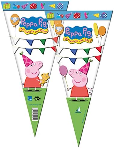 Children's Kids Birthday Party Gift Loot Treat Cone Cello Favor Bags (Peppa Pig, 30 Bags)