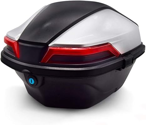 Amazon Co Jp ユニバーサルバイクトップボックス トップケース2ヘルメットバックケースブラックトップボックス荷物収納ボックスバイク バイクモペットバックリアケース用 ソフトバックレストとナイト警告灯付き ホーム キッチン