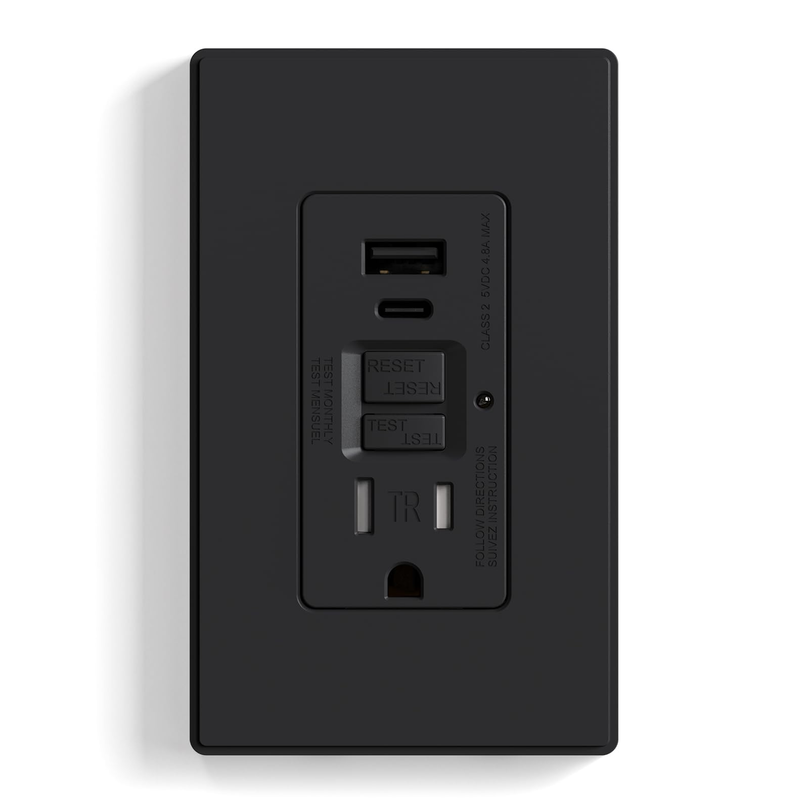 ELEGRP GFCI Outlet 15 Amp, Self-Test GFCI Electrical Outlet With Thinner Design Wall Plate Included Ul Listed White 10pc
