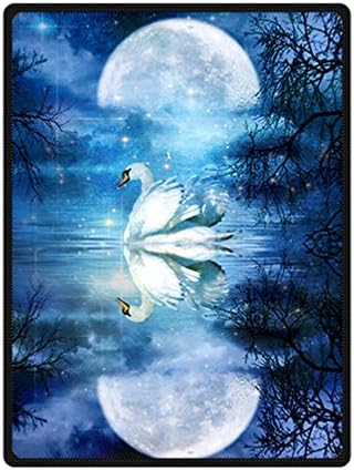 JIUDUIDODO Home Bedding &amp; Wonderful Keep Warm Happy Halloween Day Custom Beautiful Swan Comfortable Blanket 58 Inches x 80 Inches Sofa/Bed Used Gift for Family/Friend