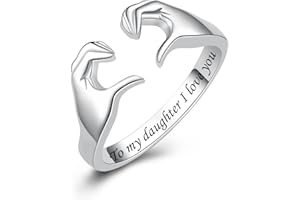 Fookduoduo Hug Rings for Women Sterling Silver Adjustable Love Ring Always with You Jewelry Rings Couples Bands Hugging Ring for Women Teen Girls