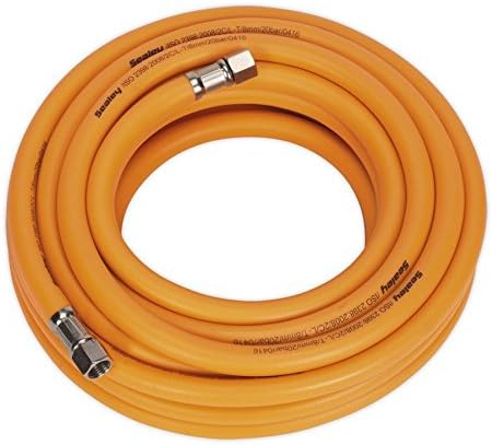Sealey Ahhc10 Air Hose 10Mtr X ?8Mm Hybrid High Visibility with 1/4In Bsp Unions, White, 10mtr x Ø8 mm