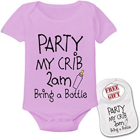" Party in my Crib "Cute Custom boutique Baby bodysuit onesie &amp; matching bib