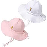 Baby Girl Sun Hat with UPF 50+ Outdoor Adjustable Toddler Beach Hat with Wide Brim Bucket Hats for Kids