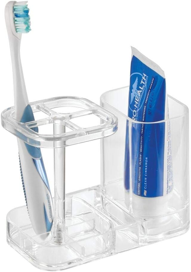 iDesign Med+ Toothbrush Holder, Plastic Dental Center with Toothbrush