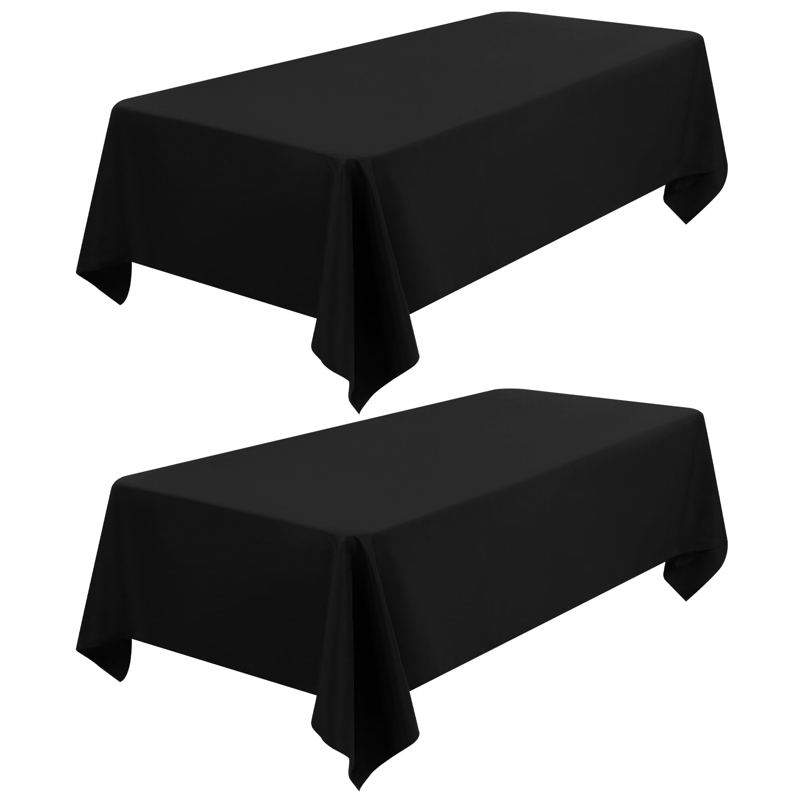 FXKS 2 Pack Black Tablecloths 153 x 260 cm, Rectangle 6 FT Table Cloth, Stain and Wrinkle Resistant Washable Polyester Table Cloth for Dining Table, Buffet Parties and Wedding