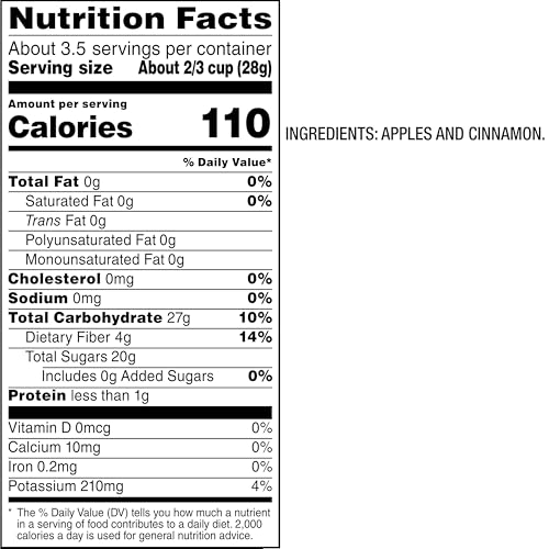 BARE BAKED CRUNCHY APPLE CHIPS, CINNAMON APPLE, GLUTEN FREE, 3.4 OZ BAG
