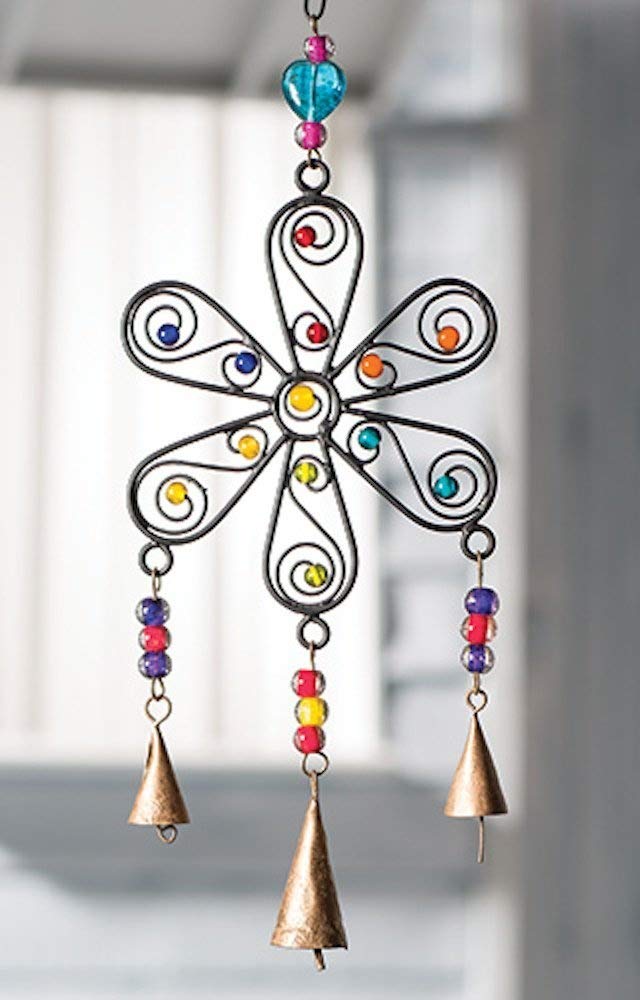Flower Wind Chime Mobile With Mixed Beads