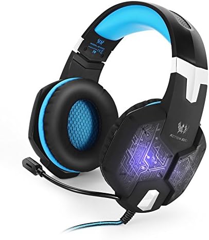 Gaming Headset with Mic for PC, Computer and Laptop, Cheap Headsets 3.5mm for Women, Kids and Adults, Over-Ear (Blue)