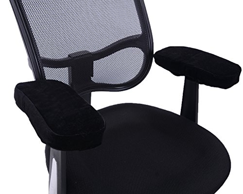 Comforfeel Memory Foam Office Chair Arm Covers- Comfortable Elbow Pillow- Chair Arm Rest Computer Pads(2 Piece Set) (BLACK)