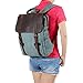 S-ZONE Vintage Canvas Leather Backpack 15.6 Inch Laptop School Bag Travel Rucksack (Coral Green)