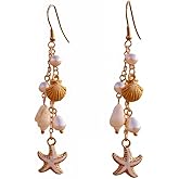 Seashell Starfish Dangle Earrings for Women Bohemian Shell Seashore Drop Earrings Sea Life Holiday Beach Party Jewelry Gifts