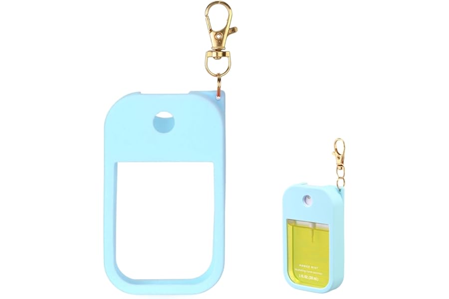KYRGEU Hand Sanitizer Spray Case Compatible with Touchland Power Mist 1 oz – Silicone Case with Keychain for Touch Land Mist 1 fl oz（30 ml）, Hand Sanitizer Accessory for 1 fl oz (Blue, 1 Pack)