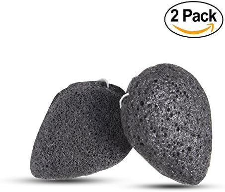 SHARPSWISS Bamboo Charcoal Konjac Sponge Safe For Sensitive Skin Set of 2 Pcs