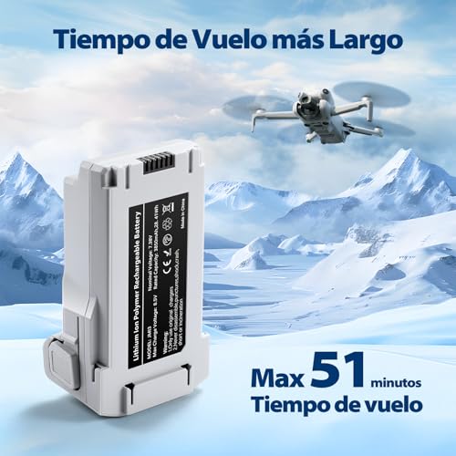 1 Pack Mini 3 Serie Batería de Vuelo Inteligente 3850mAh Actualizada para Drones Compatible con DJI Mini 4 Pro/3 Pro/3 Tiempo de vuelo de hasta 51 minutos