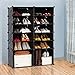 LANGRIA 12-Cube DIY Shoe Rack Modular Organizer Plastic Cabinet 6 Tier Shelving Bookcase Cabinet Closet Black (12 - Regular Cube)