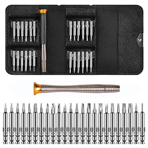 DAZAKA Brillenschraubenzieherset Feinmechaniker Mini Schraubendreher Set 25 in 1 Brillen Werkzeug mit Tragbarem…
