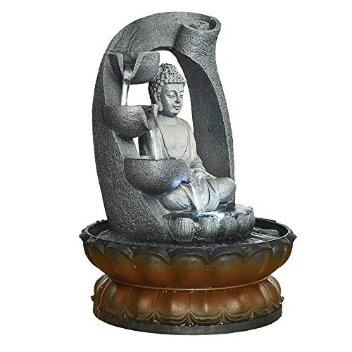 image for PeterIvan Buddha Fountain - 11in Buddha Tabletop Water Fountain for Ho