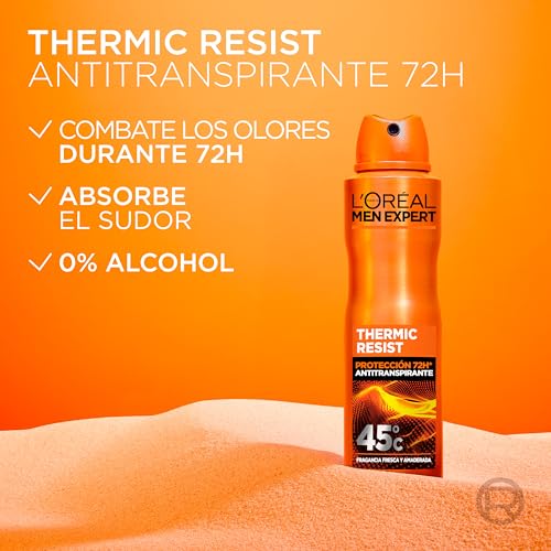 L'Oréal Paris, Men Expert, Thermic Resist, Desodorante en Spray, Pack 6 x 150ml