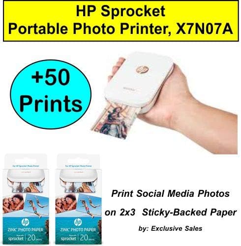 HP Sprocket Photo Printer"Bundle" (White)