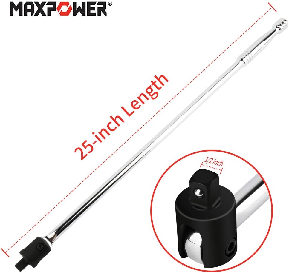 MAXPOWER Breaker Bar 1/2-Inch with 24 Inch Extra Long Chrome Vanadium Steel Handle, 600mm 1/2" Sq Drive, Extra Heavy Duty - Image 4