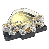 Elecer Power Distribution Block, Auto Car Audio Amplifier 1 in 3 Ways 0/2/4 Gauge in 4/8 Gauge Out Fuse Holder Circuit Protector Distribution Connecting Blocks (3 Way)